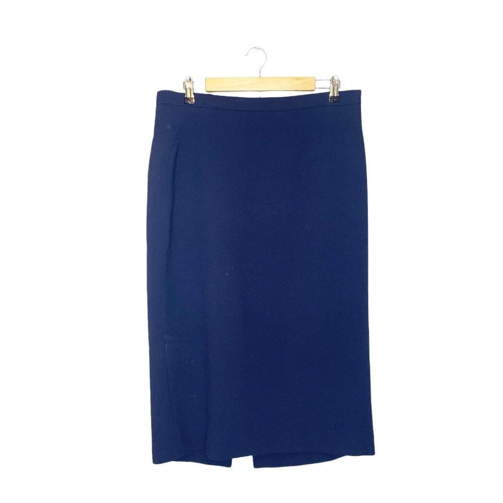 NEW L.K. Bennett Judi Skirt US 12 UK 16 Sloane Blue Straight Pencil Navy Classic